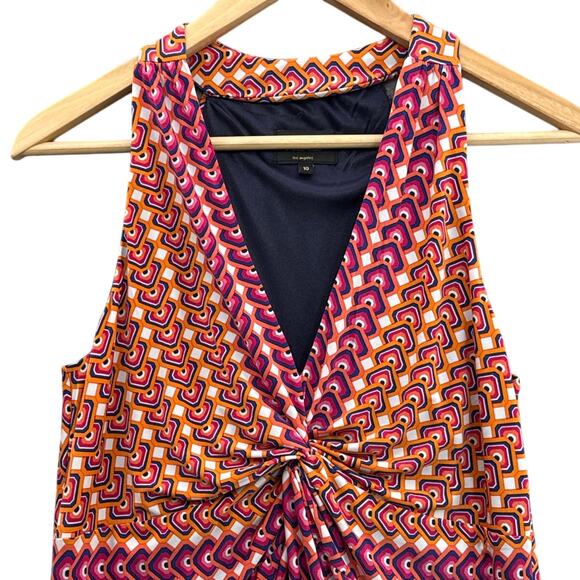 Laundry by Shelli Segal Orange Pink Geometric Sleeveless Halter Dress Women 10 - Picture 3 of 11